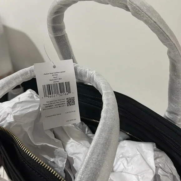 NWT Kate Spade Medium Chelsea Satchel Black Nylon Gold Tone Hardware. - Picture 3 of 7